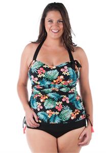 Tropical Waist-Shaping One Piece Swimsuit with Padded Bra DD E